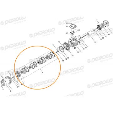 Laufrad mit Diffuser und Abstandshalter für die Pumpe Plurijet 4/100X Rel. G